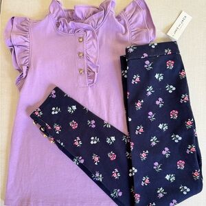 Easter Janie and Jack Girls Outfit Set Size 10 Purple Tunic Floral Leggings NWT